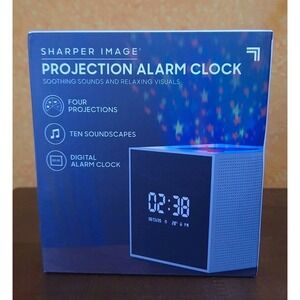 Sharper Image Projection Alarm‎ Clock Soothing Sounds And Relaxing Visuals NIB
